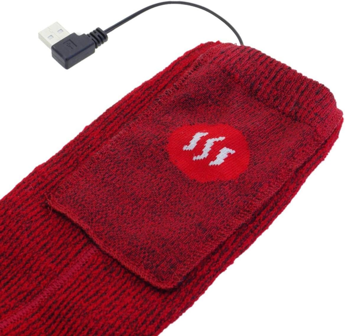 Close-up of Glovii GQ3 Heated Sock heating element area with USB cable