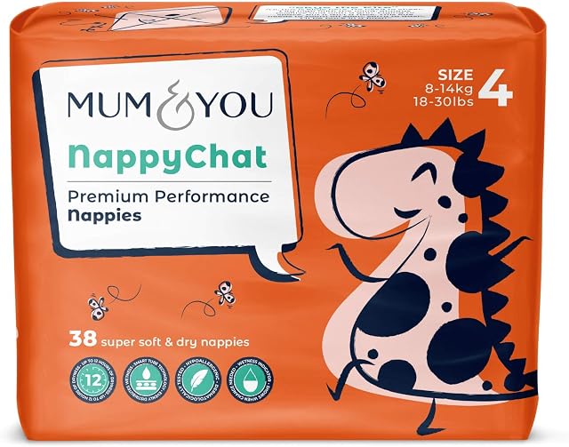 Mum & You Eco Friendly Baby Nappies Size 4 (8-14kg / 18-30lbs) | 1 Pack of 38 Premium Nappies | Super Soft, Up to 12h of Dryness | Breathable & Super Absorbant with Extra Leak Protection