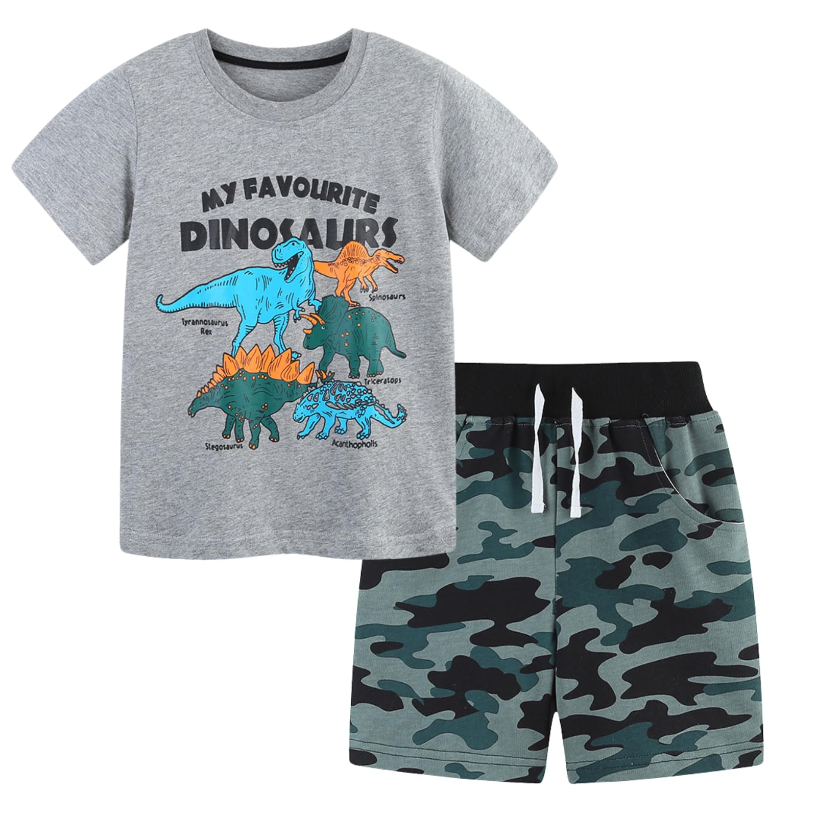 Toddler Boy Clothes Cartoon Cotton Summer Short Sleeve T-Shirt and Shorts Kids Outfit Set 2-7 Year