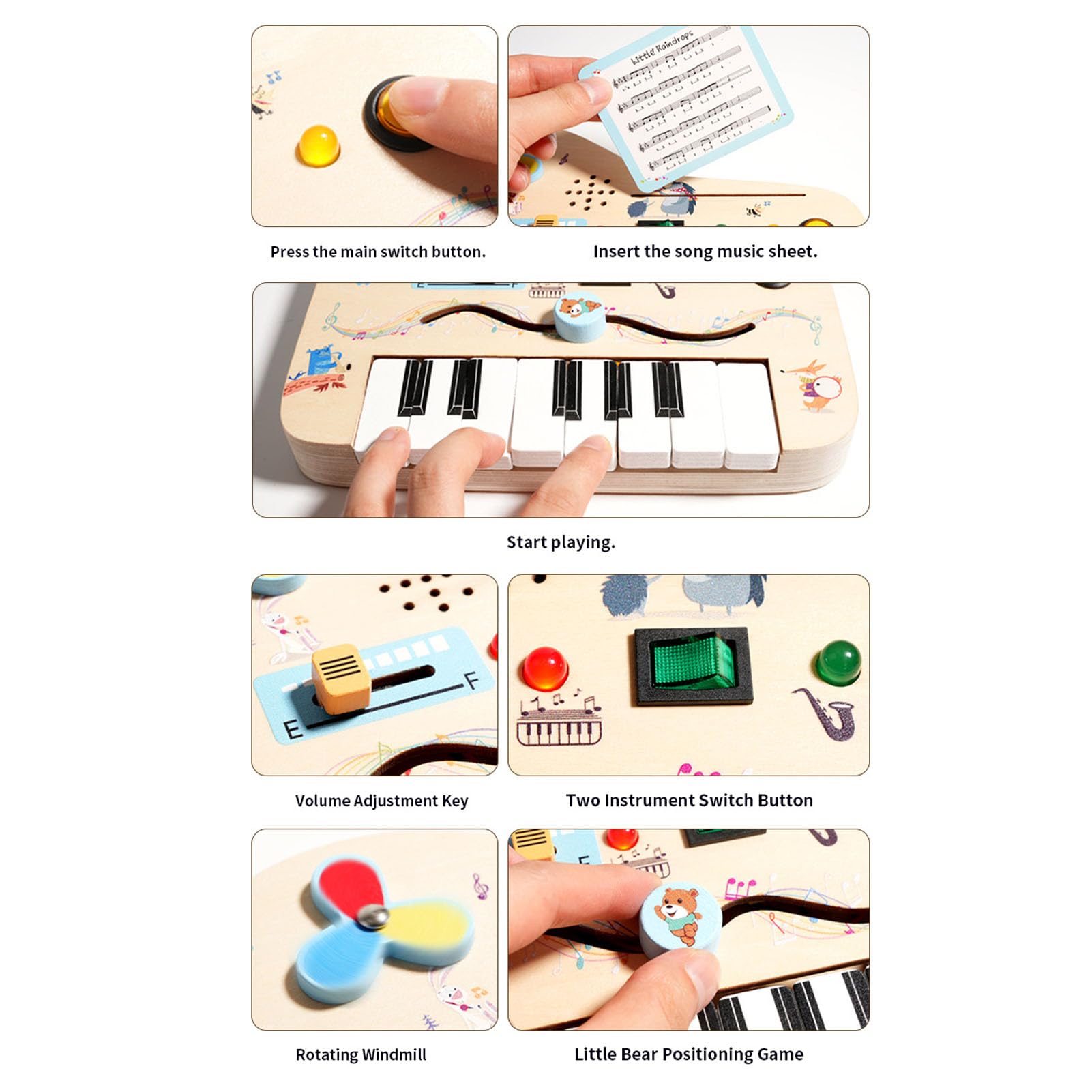 Tablero Sensorial de Madera con Interruptores de Luz LED para Niños