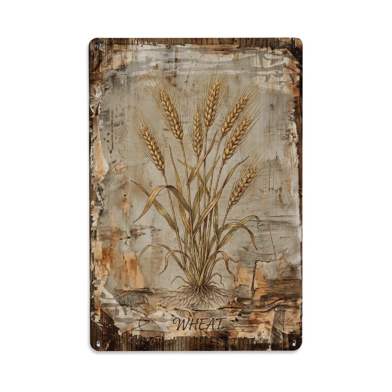 Wheat Botanical Vintage Metal Tin Sign Plaque Wall Decor for Cafe, Club, Garden Metal Poster 8x12Inch