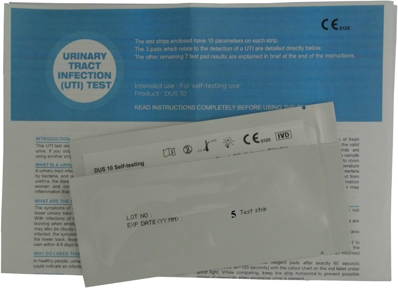 10 x Urine Infection Test Strips - UTI Testing Kit - Nitrite, Leukocytes, pH & Protein - One Step® : Health & Household