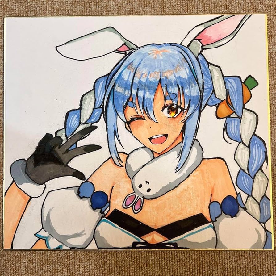 手描きイラスト オリジナル【白へび＊ピンク×ブルー】 粉雪 ドローイング⛄️ #凜桃_oc :粉雪 4歳から成長して14歳に