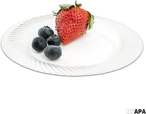 Miniatura 5 de Ilyapa Paquete de 100 platos de postre desechables de 10 pulgadas, juegos de fiesta de plástico transparente para 100 invitados, platos