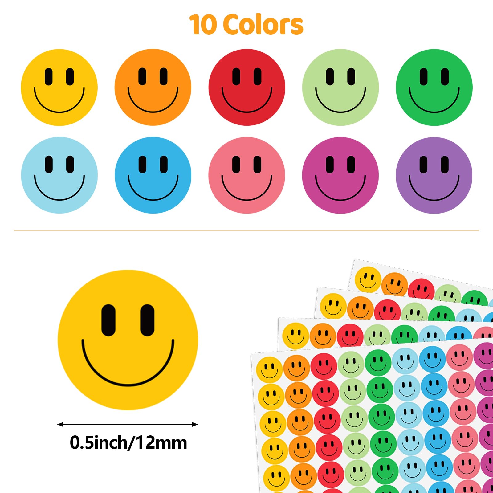 6000 Adesivos Carinha Sorridente - Recompensa Incentivo Crianças Professores