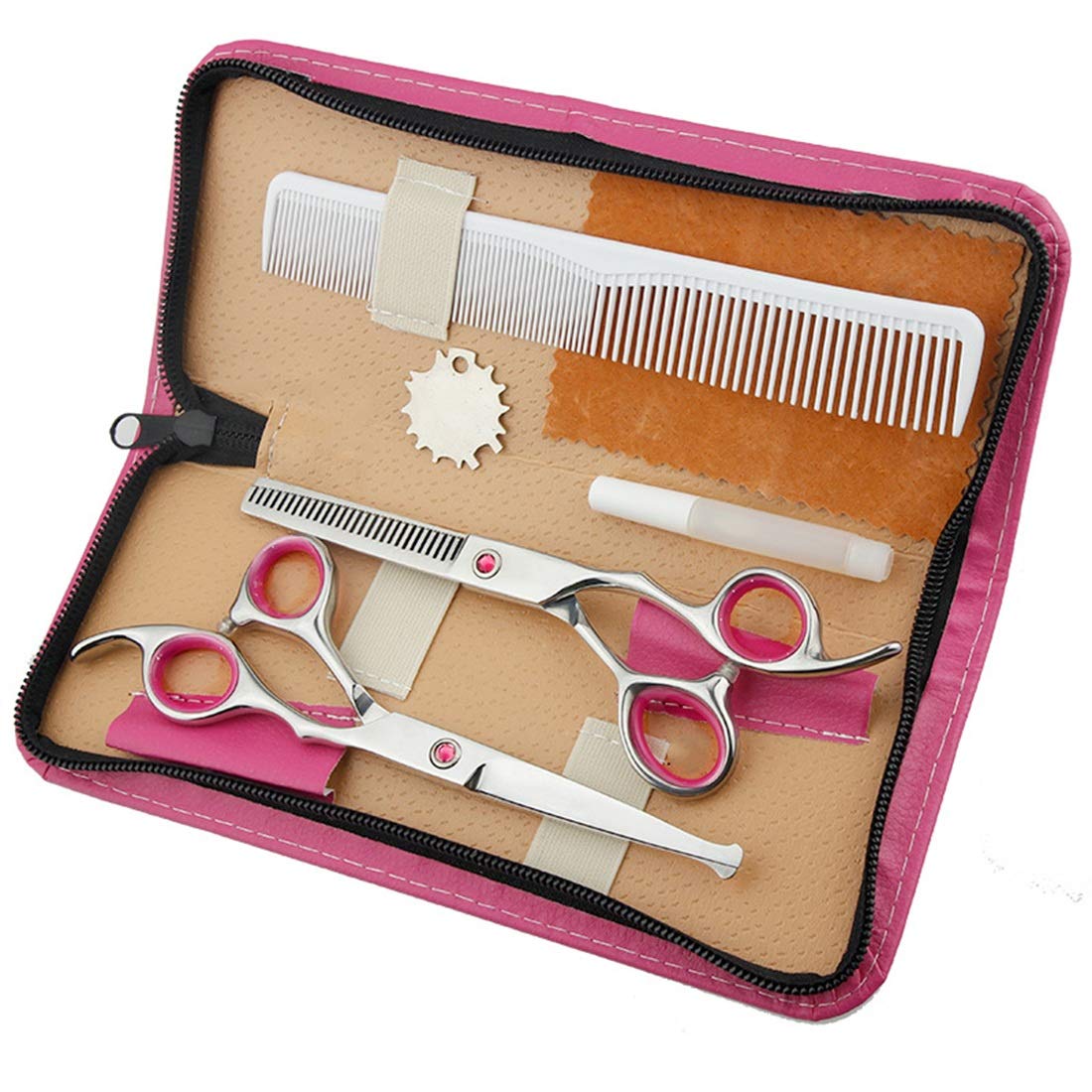 Forbici da parrucchiere professionali Testa tonda Taglio piatto Frangia Taglio Denti Taglio Taglio sottile Set di strumenti per taglio di capelli per la casa, Resistente alla corrosione, Resistente