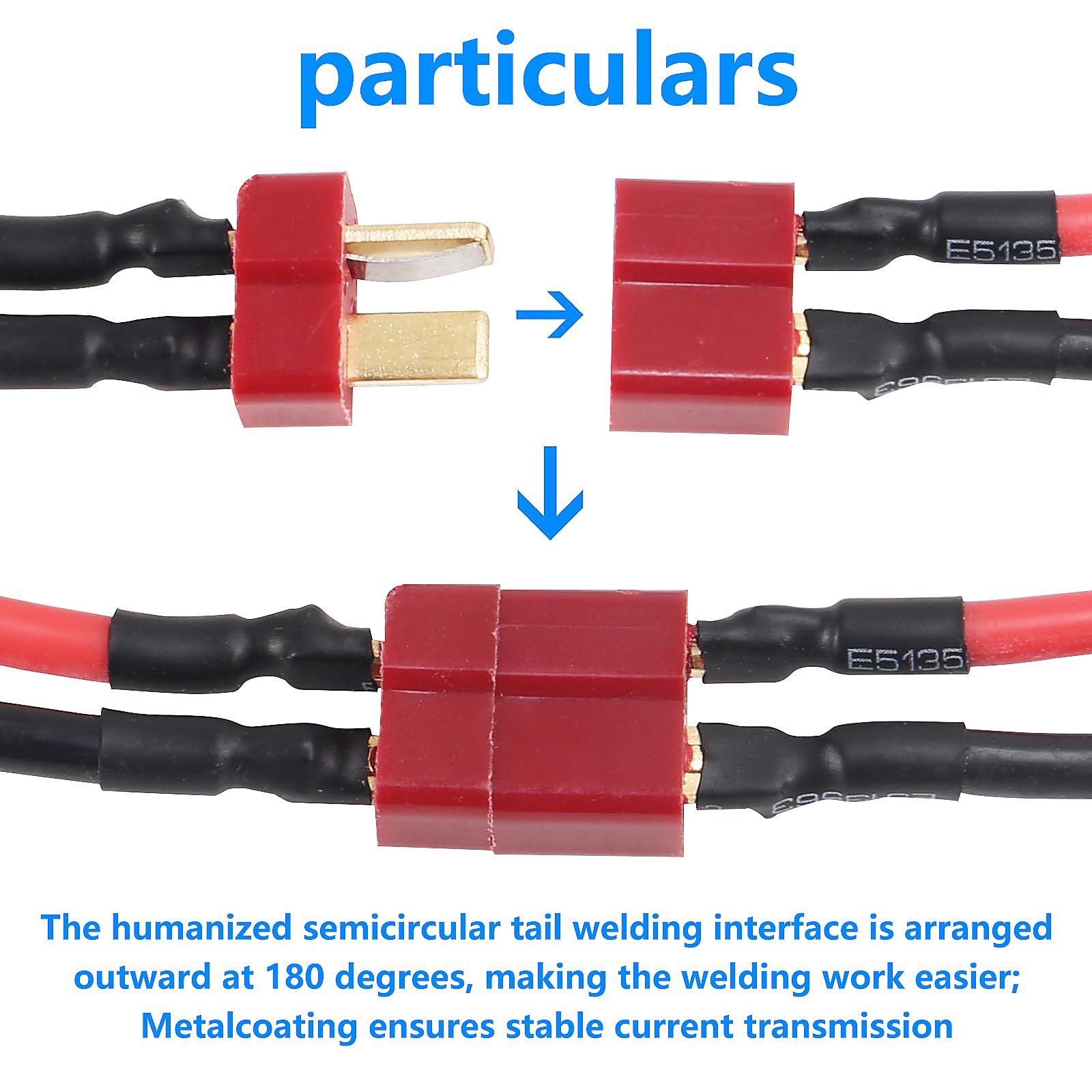 Cable Adaptador De 1 Hembra A 2 Machos Estilo T-Deans – 14 AWG Con Silicona De 10 Cm, Para Baterías Lipo RC