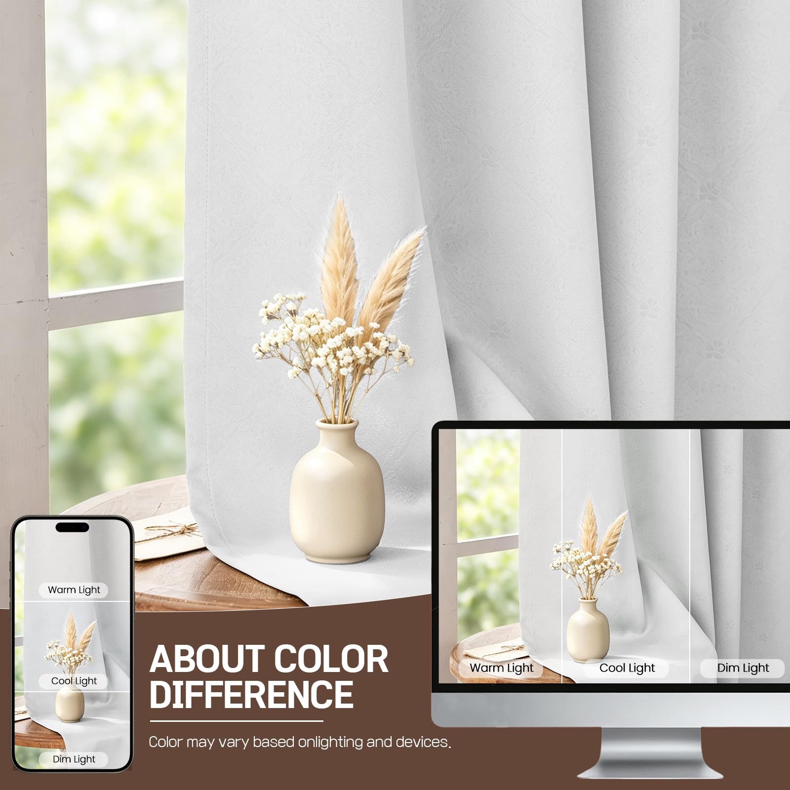 Ystyle Tende Oscuranti per Interni 2 Pezzi, 140x260 CM, Bianco