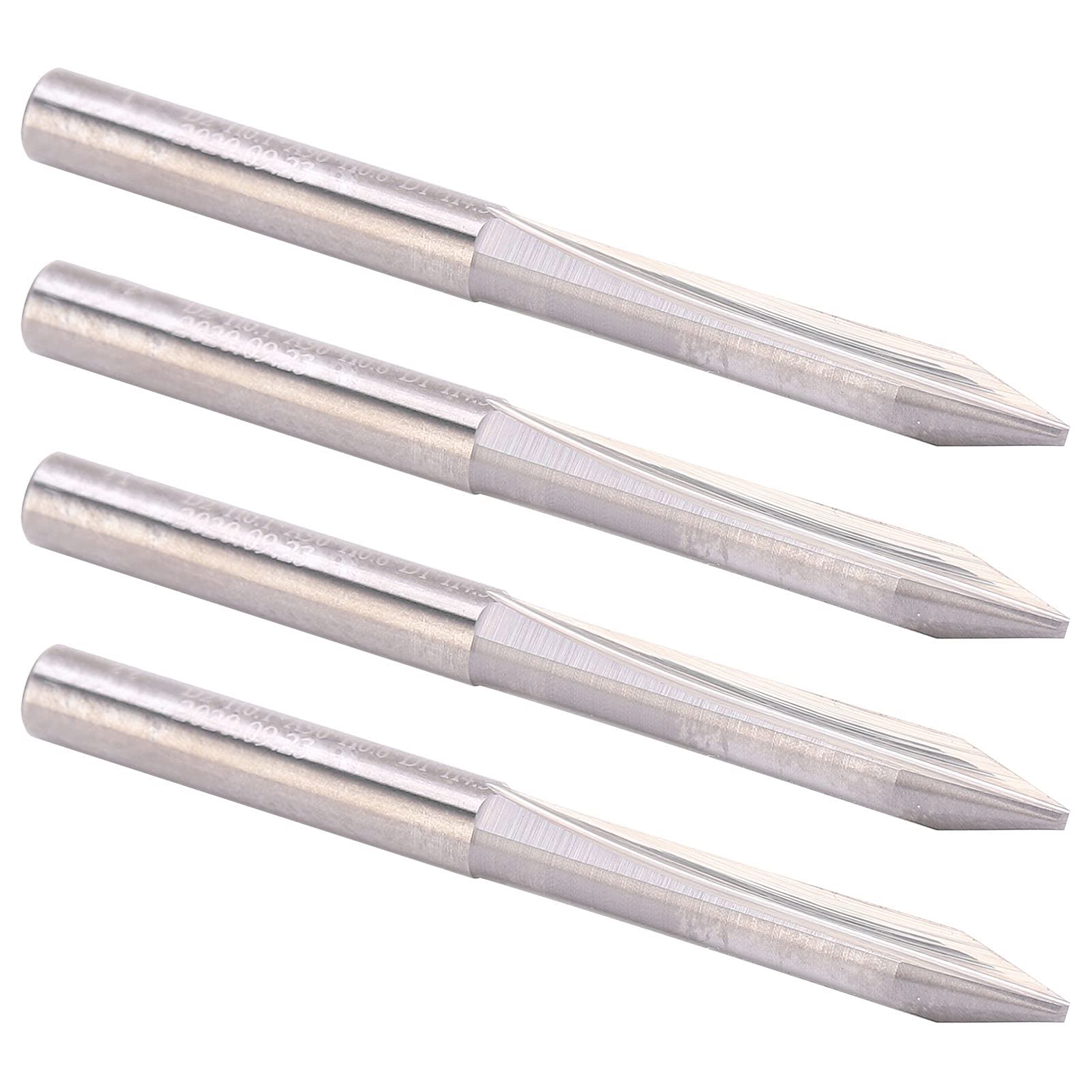 Cocoarm 30-Grad-Schnitzfräser, Wolframstahl, 2 Schneiden, Gerader Schaftfräser, Gravurbit, 4 Mm Schaft, 1,0 Mm Spitze, 45 Länge für CNC-Schnitzarbeiten, Schleifen, Gravieren