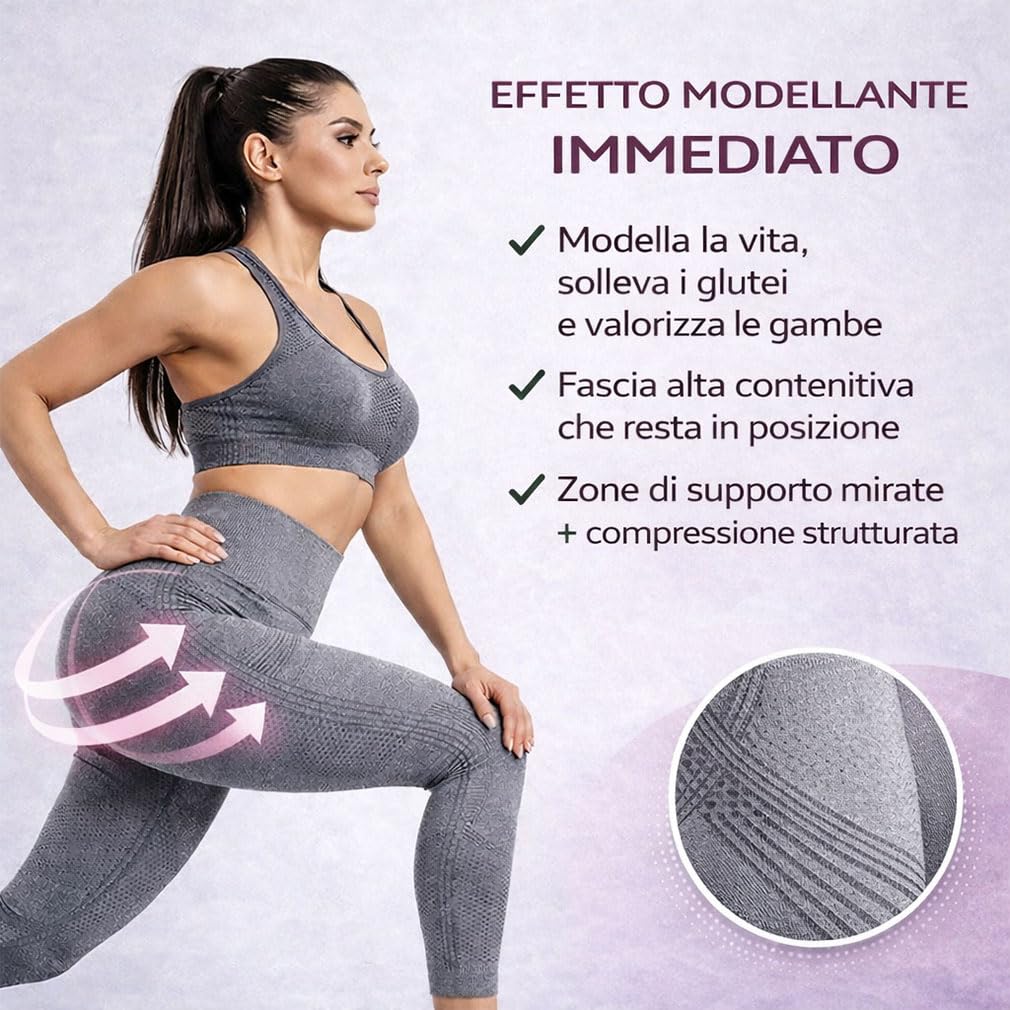 Generico Leggings 3D Anticellulite Donna Vita Alta – Leggins Modellanti a Compressione Graduata Senza Cuciture, Pantaloni Fitness Traspiranti Squat-Proof per Palestra e Yoga