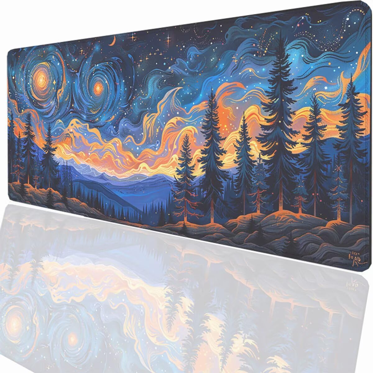 Podkładka pod mysz do gier XXL duża mysz 1500 x 800 x 3 mm, podkładka pod biurko z antypoślizgową gumową podstawą dla graczy PC, poprawia precyzję i abstrakcyjną szybkość gwiaździste niebo LMDT14746