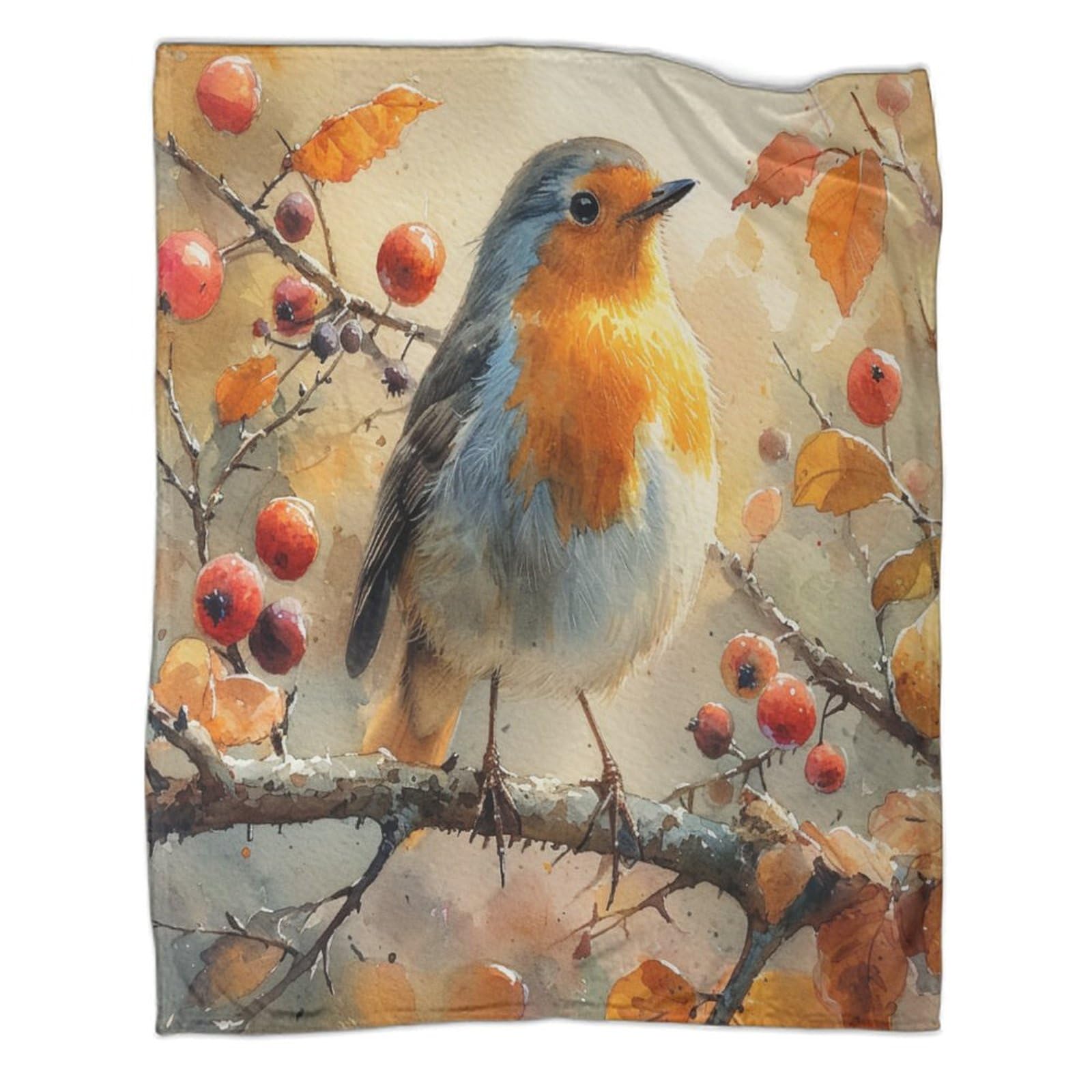VFKLZCNYR Robin Cosy Fluffy Luxurious Printed Fleece Throw Blanket,3D Design Sofa Couch Bed Blanket,Soft Warm Microfiber Sport Bedding for Bed Couch 40x50inch(100x130cm)