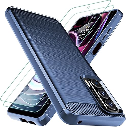 Osophter Funda para Moto Edge 2021, funda para Moto Edge 5G UW con 2 protectores de pantalla de absorción de golpes, goma TPU flexible, cubierta