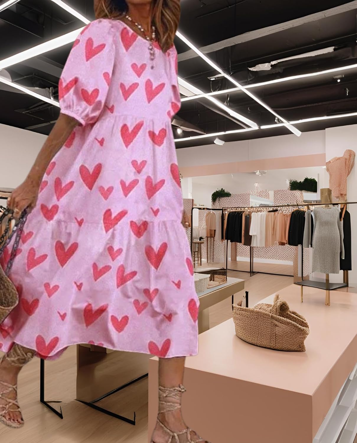 LIZALIG Women's Bohemian Summer Long Dress Crewneck Short Sleeve Maxi Dresses for Beach Vacation Daily Wear - Image 2