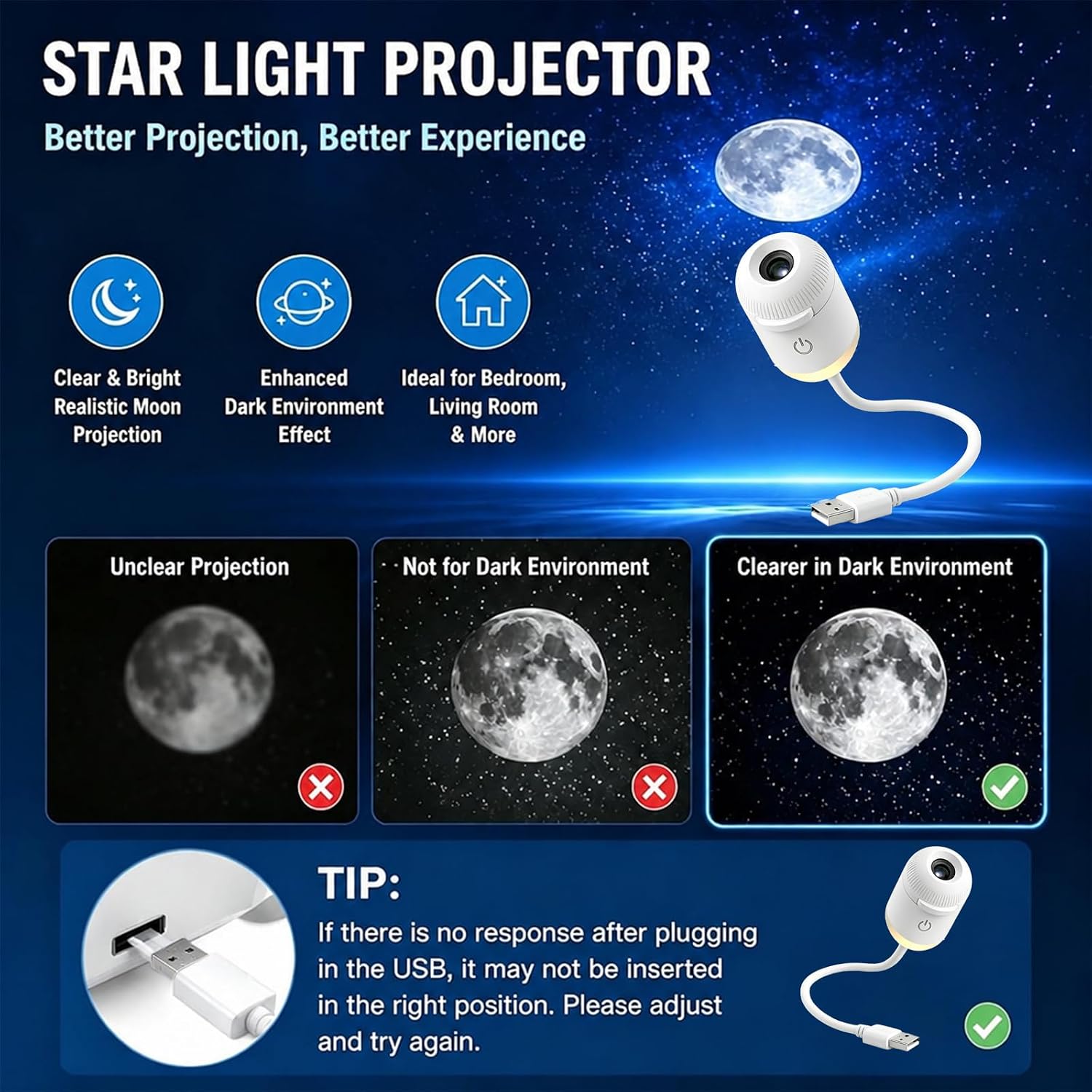 2-in-1 Galaxy Ocean HD Smart Dynamic 5D Holographic Night Light Projector