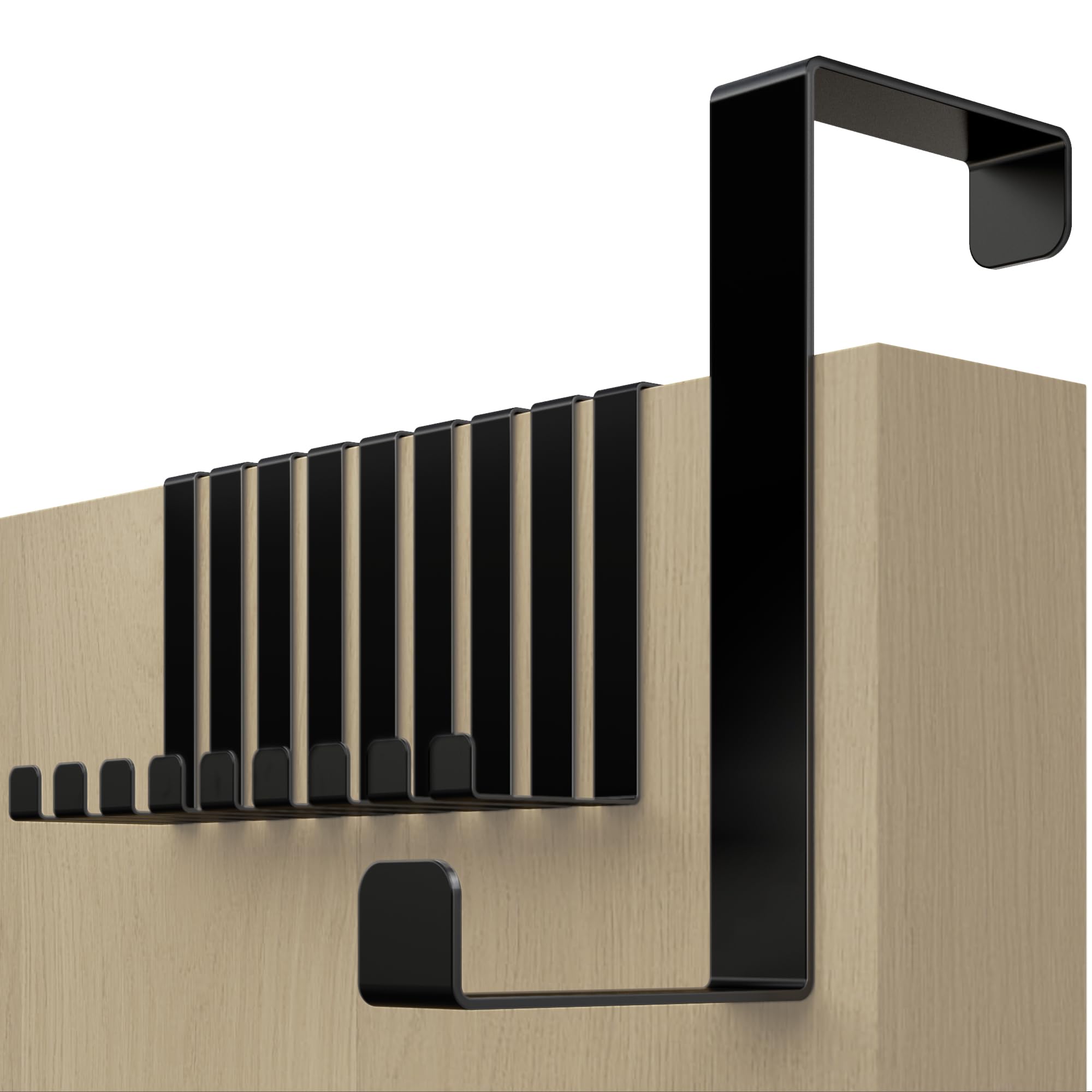 4Smile Black Over Door Hook Set Of 10 – Coat Hooks For Leaf Depth 3.6 Cm (1.4") + 4.1 Cm (1.6"), Sturdy Hangers For Clothes, Wreath Hanger