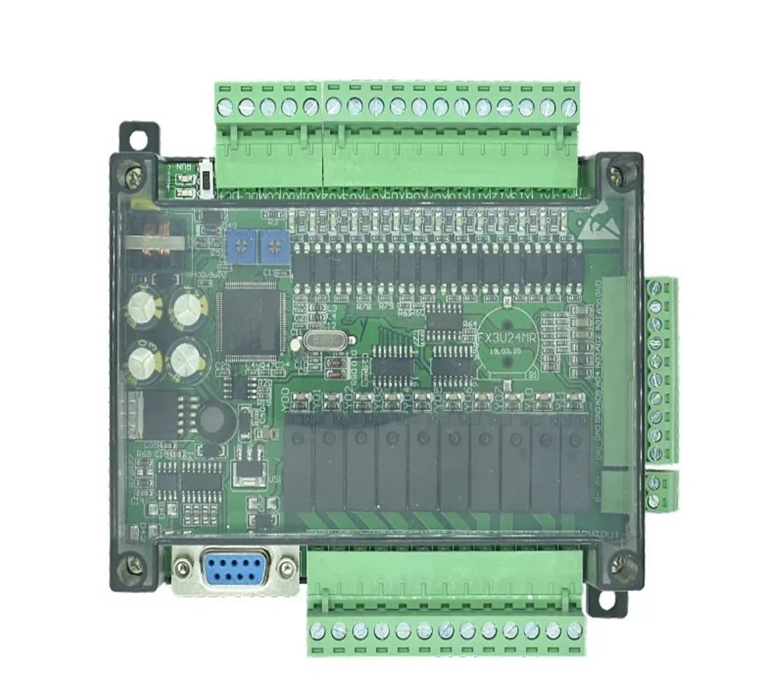 FX3U-24MR FX3U-24MT PLC controlador lógico programable 14DI/10DO analógico 6AI/2AO RS232 RS485 Placa de Control Industrial FX3U(FX3U-24MT)