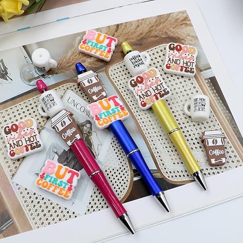 Miniatura 3 de MONSEALYT 12 cuentas de silicona con temática escolar para profesores, cuentas focales de silicona para bolígrafos, personajes, cuentas sueltas de