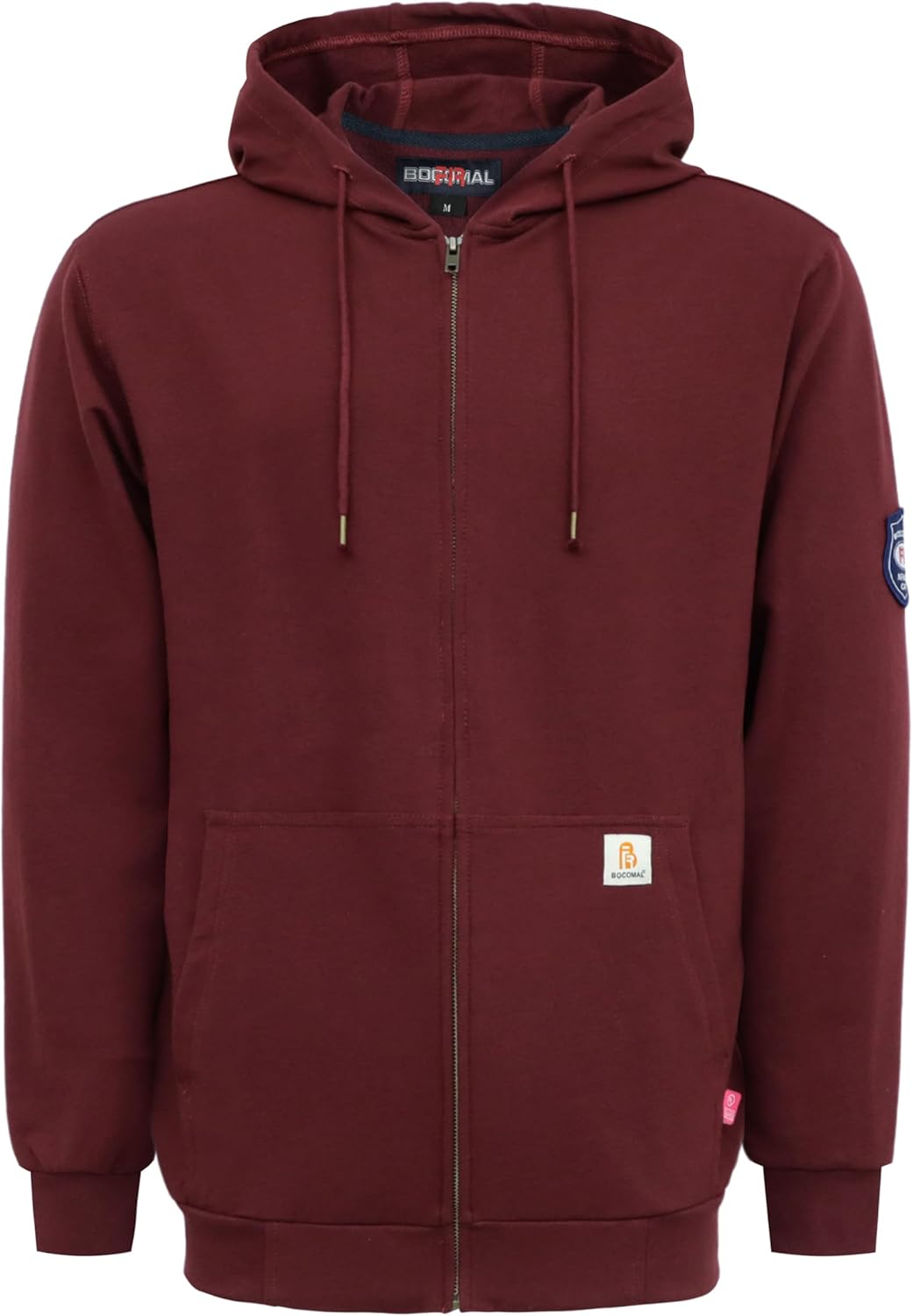 BOCOMAL FR Hoodies Zipper Front for Summer 7.5oz Lightweight Cotton Flame Resistant Sweatshirt(Non Fleece)