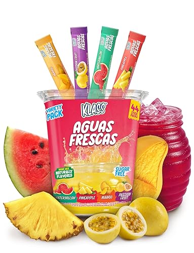 Miniatura 7 de Klass Aguas Frescas Mezcla de bebida en polvo 44 sobres de polvo sin azúcar Sabores - Pepino, limonada de lima, piña, mandarina, fresa, sandía