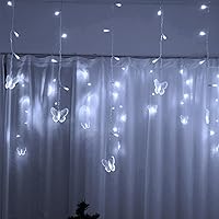 Vista 43 de Butterfly Curtain Lights 13ft 96 LED Twinkle Fairy Lights 8 Modes String Lights with Remote, Butterfly Hanging Decoration for Bedroom Dorm Wall