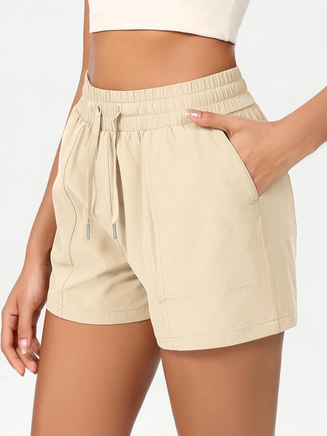 ODODOS Stretch Woven Athletic Shorts for Women High Waist Summer Lightweight Casual Shorts with Pockets - Image 2