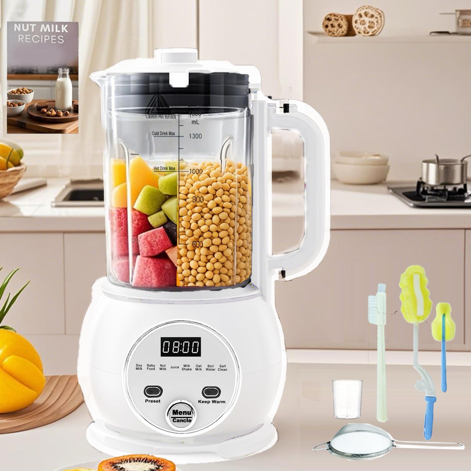 Amazon.com: 10 in 1 Nut Milk Maker Hot Blender,51oz Homemade Soy