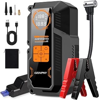 8000A Jump Starter with Air Compressor, 150 PSI Tire Inflator | Car Battery Jump Starter Pack, Portable Jump Starter for Up to 10.0L Gasoline and 8.0L Diesel Engines, with 600LM LED Light