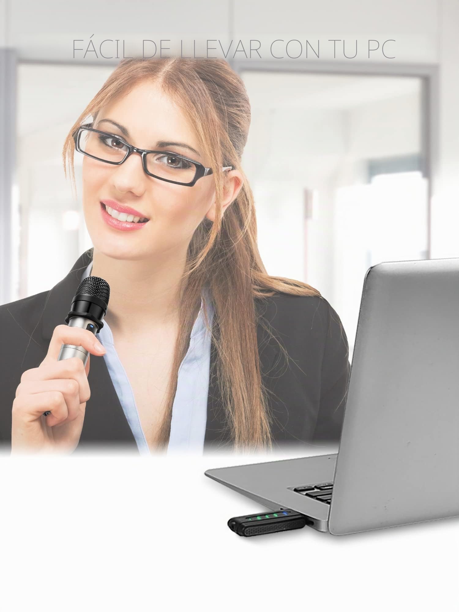 Alvoxcon Micrófono Inalámbrico USB para PC, Mac, iPhone, Android Mic de Mano Recargable UHF Plug & Play con Sonido Profesional para Podcast, Vlog, Streaming, Entrevistas, Reunión Zoom y Clases Online