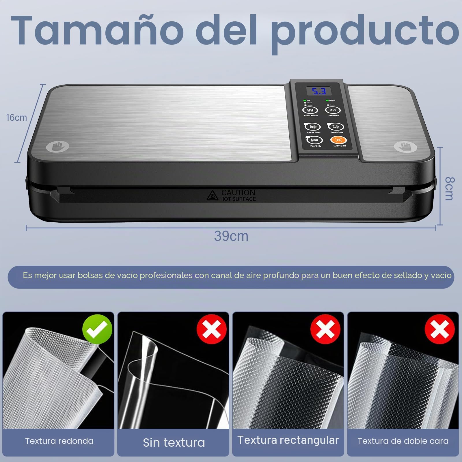 Envasadora al Vacio Domestica,80KPA Domestica 8-en-1 Maquina Envasar al Vacío Profesional Modos de Alimentos Seco y húmedos,cortador de pasta incorporado,10 bolsas de envasado al vacío (Plateado)