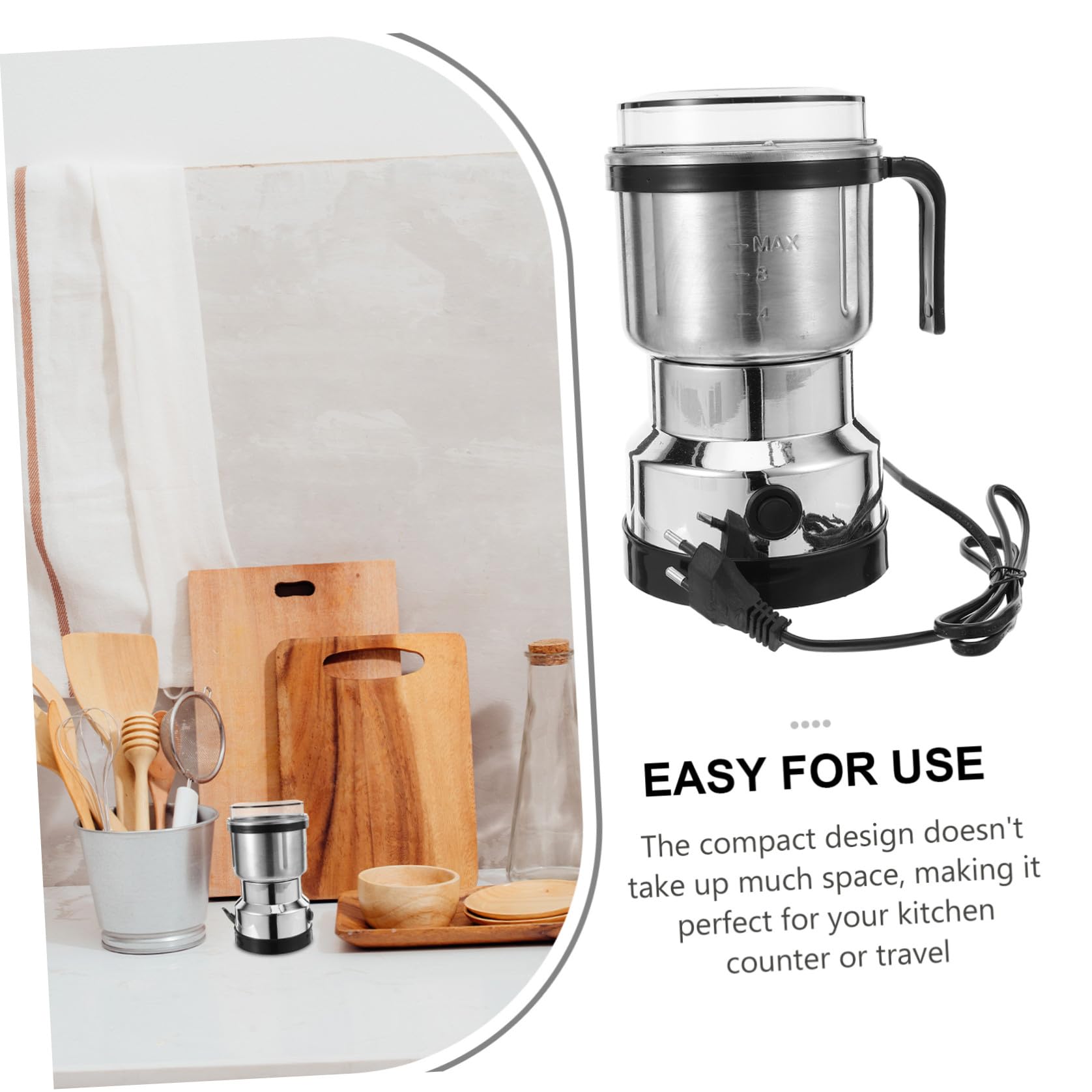 CLISPEED Molinillo de Café Capacidad de 500 Ml de Acero Inoxidable o Eléctrico y 6 Cuchillas para Molienda Precisa y Silenciosa para en Adecuado para Uso en Cocina o Viaje Uso Cocina Viaje