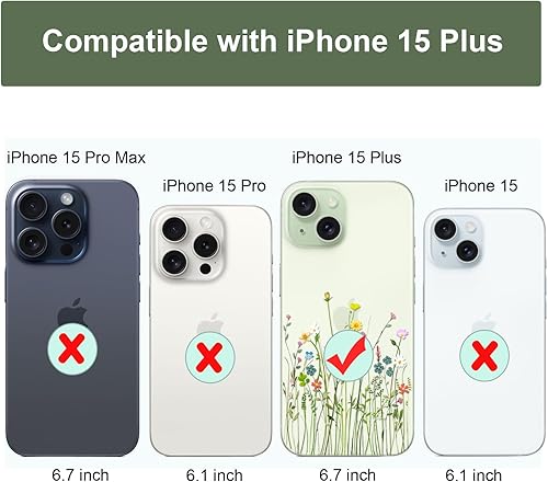 Miniatura 7 de Unov Funda compatible con iPhone 15 Plus, transparente con diseño en relieve, patrón floral en relieve, TPU suave, parachoques delgado, protector de