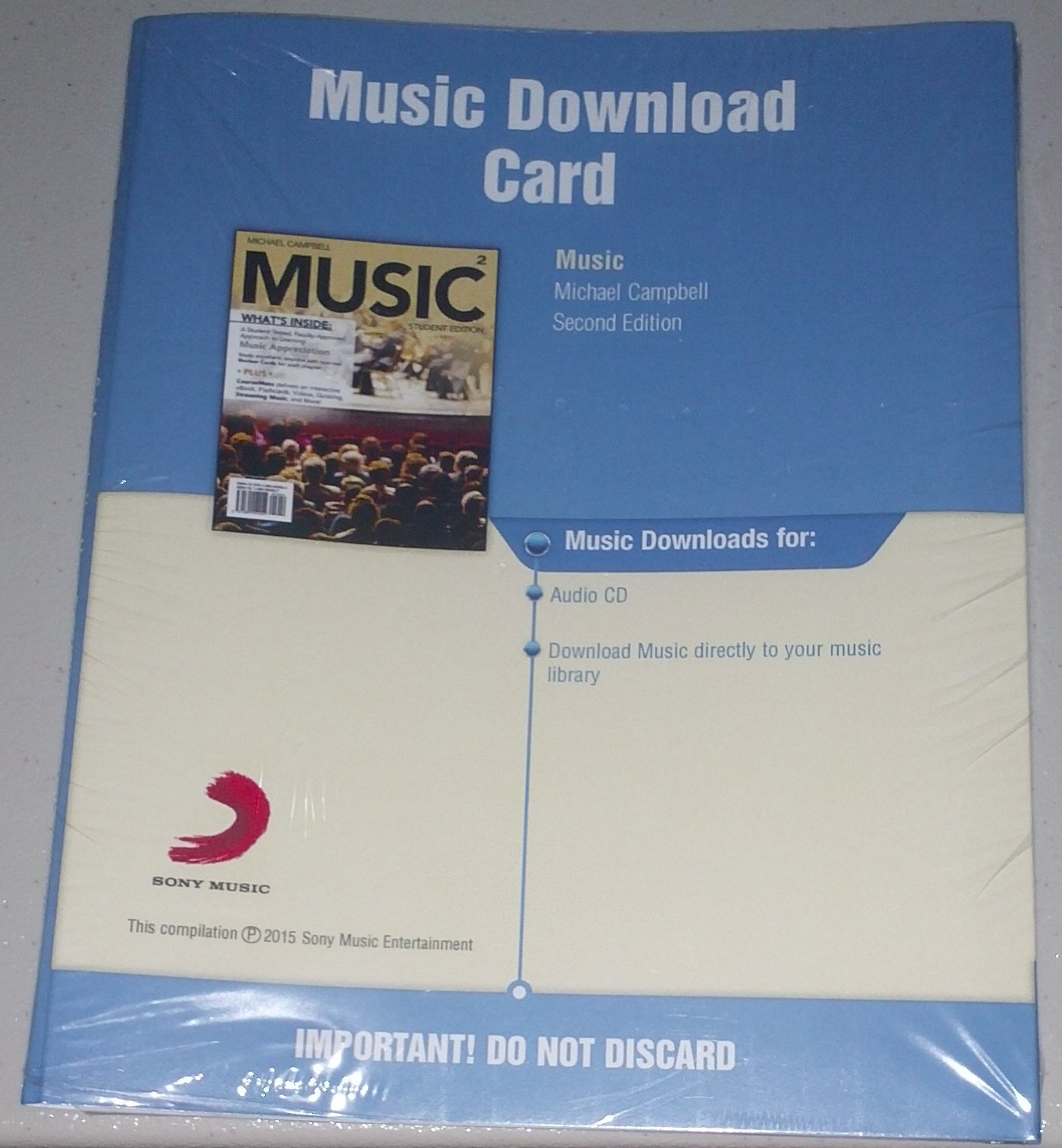 Printed CourseMate Download Card for "Music," 2nd