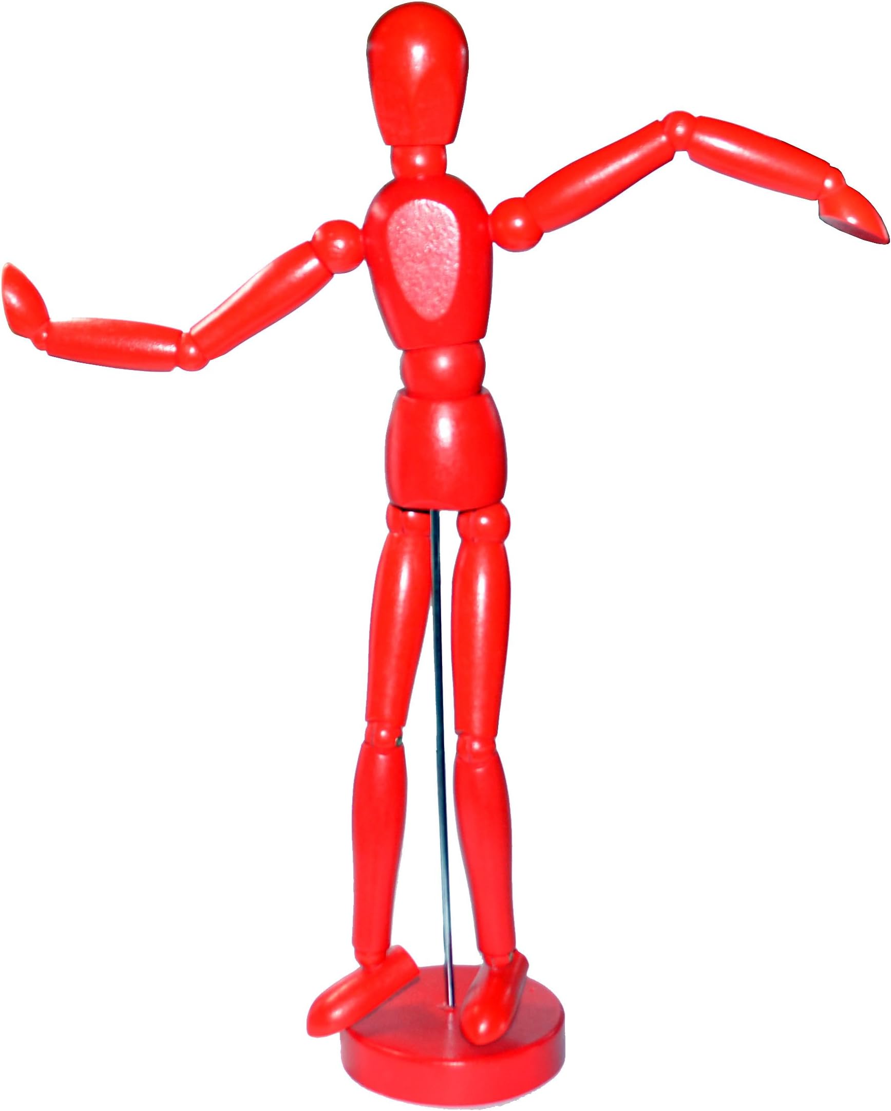 RED Wooden Sectioned Postural Adjustable Body 13" with Stand- Wood Unisex Art Mannequin - For Art Supply Drawing - Sketch Art Manikin-For Commercial Sample Display