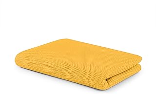 SETEX Manta de piqué de gofre, versátil, 100% algodón, Adecuada como Manta, Colcha, Manta de Verano, Manta para Exteriores y más, 150 x 200 cm, Color Amarillo