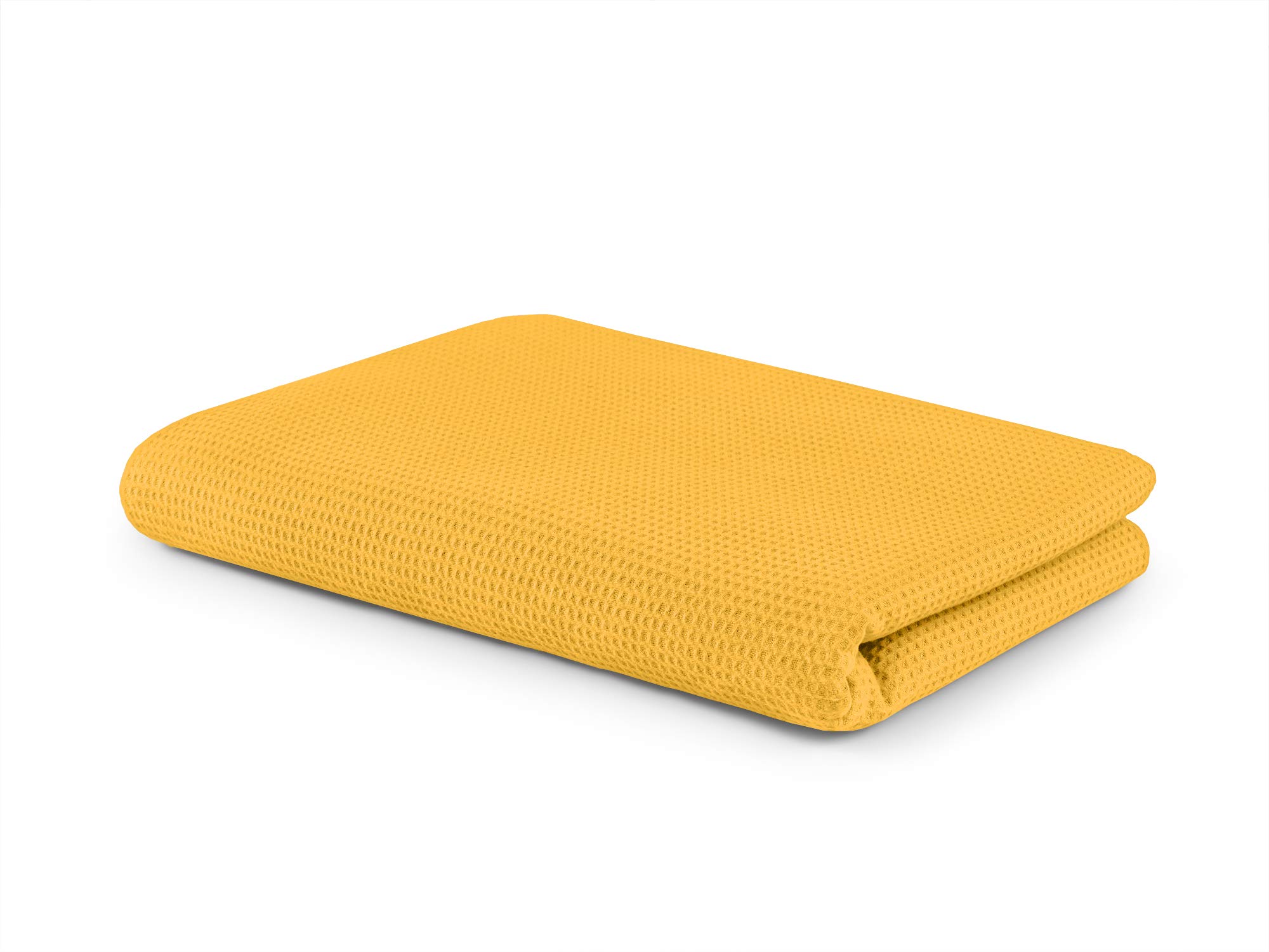 SETEX Coperta a nido d'ape, versatile in 100% cotone, adatta come copriletto, coperta estiva, coperta per esterni e altro ancora, 150 x 200 cm, colore giallo