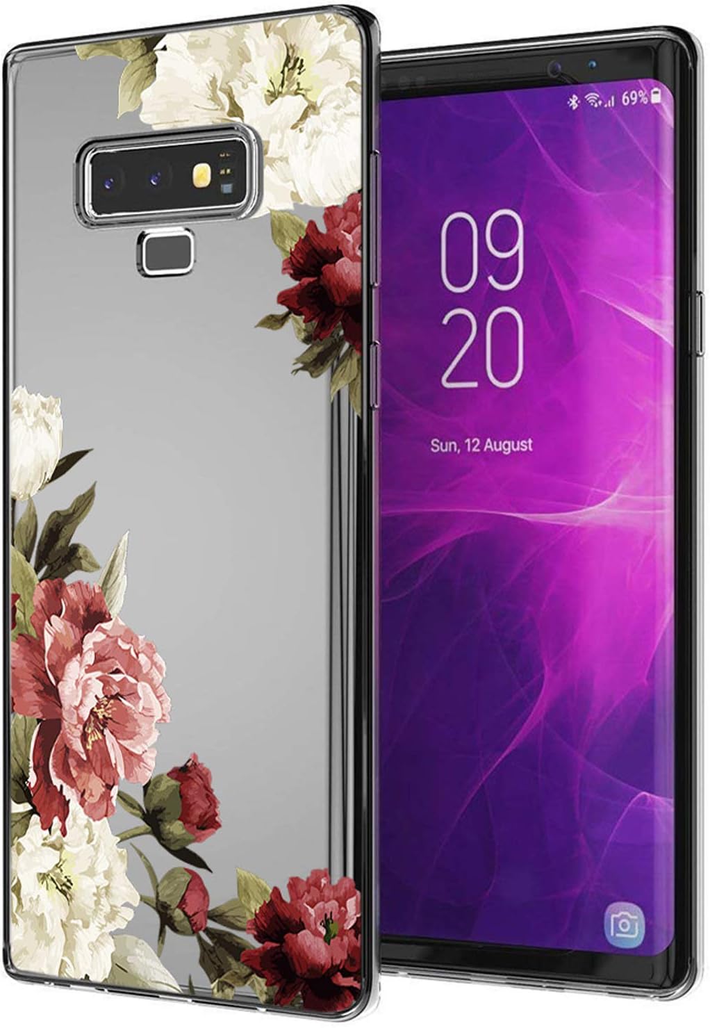 Galaxy Note 9 Case, Note 9 Case with Flowers, Ueokeird Slim Shockproof Clear Floral Pattern Soft Flexible TPU Back Phone Cove for Samsung Galaxy Note 9 (2018) (Blossom Flower)