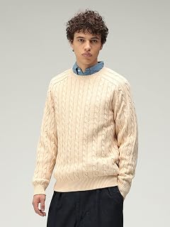 Cotton Cable Crewneck Sweater 38-15-0261-156 38150261156: Beige