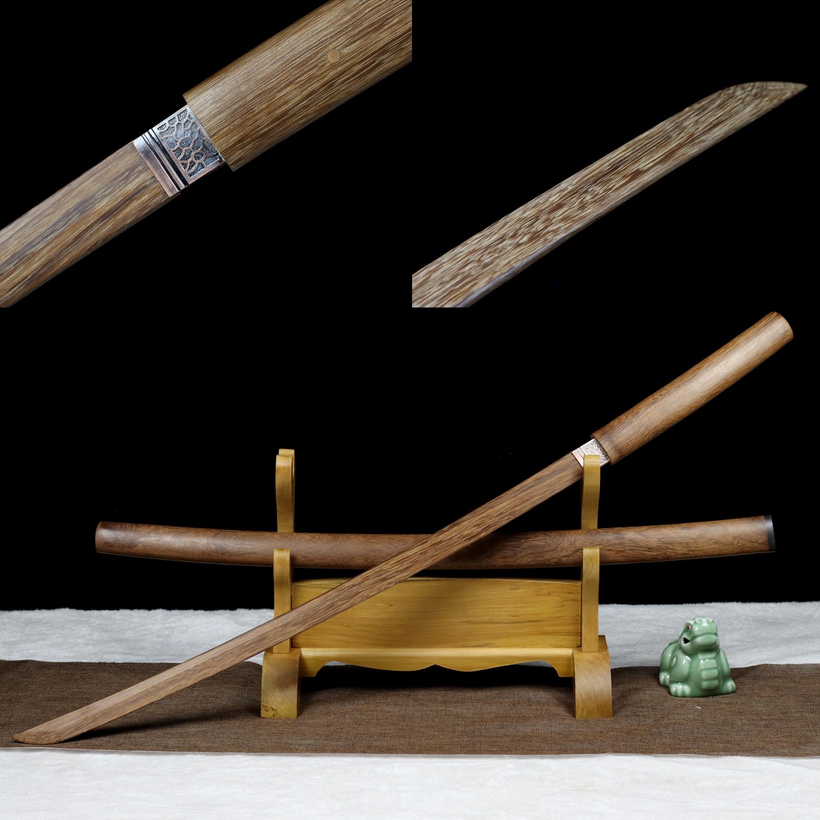 TIANTAO Hölzernes Katana (mit Scheide),101cm kurzes handgefertigtes Schwert,für Rollenspiele,Sammeln,Heimvorführung,Kendo Praxis