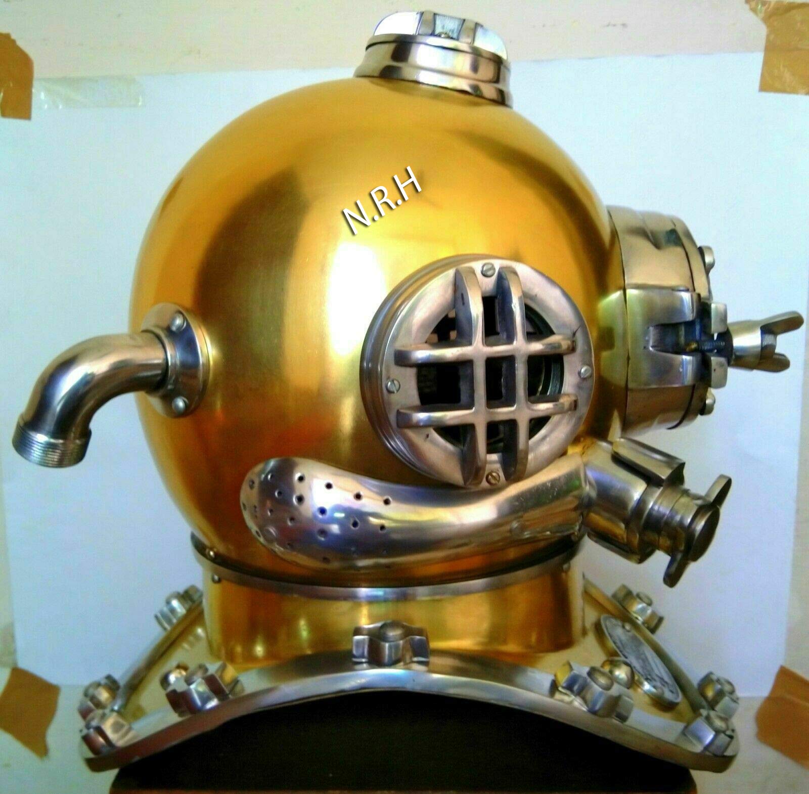U.S Navy Mark V Casque de plongée avec finition chromée et laiton 45,7 cm
