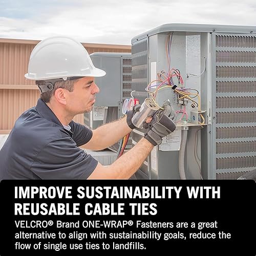 Vista 8 de VELCRO Brand ONE_WRAP 189754 - Rollo de agarre de doble cara de 3/8 pulgadas x 25 yardas, color negro