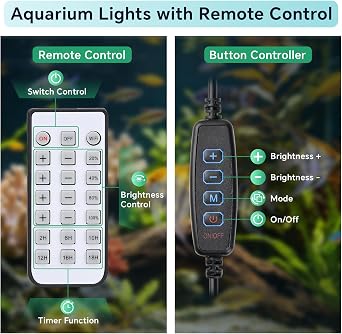 Lominie Aquarium Light with 4 Channels Dimmable and 360° Adjustable Gooseneck,20W LED Aquarium Light with Timer,Full-Spectrum Nano Fish Tank Light for Planted Freshwater Aquarium Fish Tank,CRI>93 [Energy Class G]