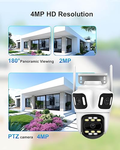 Miniatura 5 de Cámara de seguridad para exteriores de triple lente WiFi de 9 MP, tres cámaras en una, panorámicainclinación de 360, seguimiento automático,
