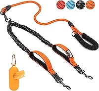 Vista 13 de SlowTon Correa doble para dos perros – Correa para perro sin enredos, correa giratoria de 360° reflectante doble para perro con dos asas acolchadas