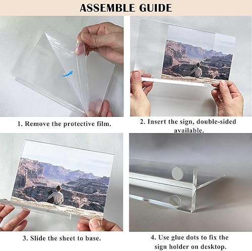 Miniatura 6 de AbriStadt Soporte acrílico para letreros de 5 x 7 pulgadas, paquete de 6, soporte transparente para letreros de mesa, horizontal