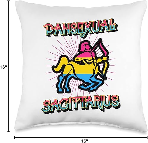 Miniatura 6 de Cojín pansexual del signo del zodiaco de Sagitario y horóscopo de cumpleaños, almohada LGBTQ, 18 x 18 pulgadas, multicolor