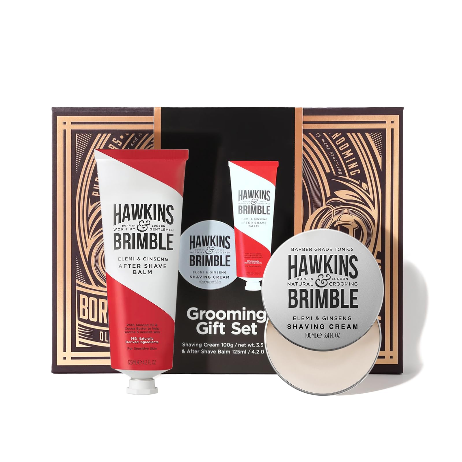 Hawkins & Brimble Men's Shaving Gift Set Box - 2-Piece Grooming Kit for Sensitive Skin, Hydrating & Soothing Beard Care Gifts for Men