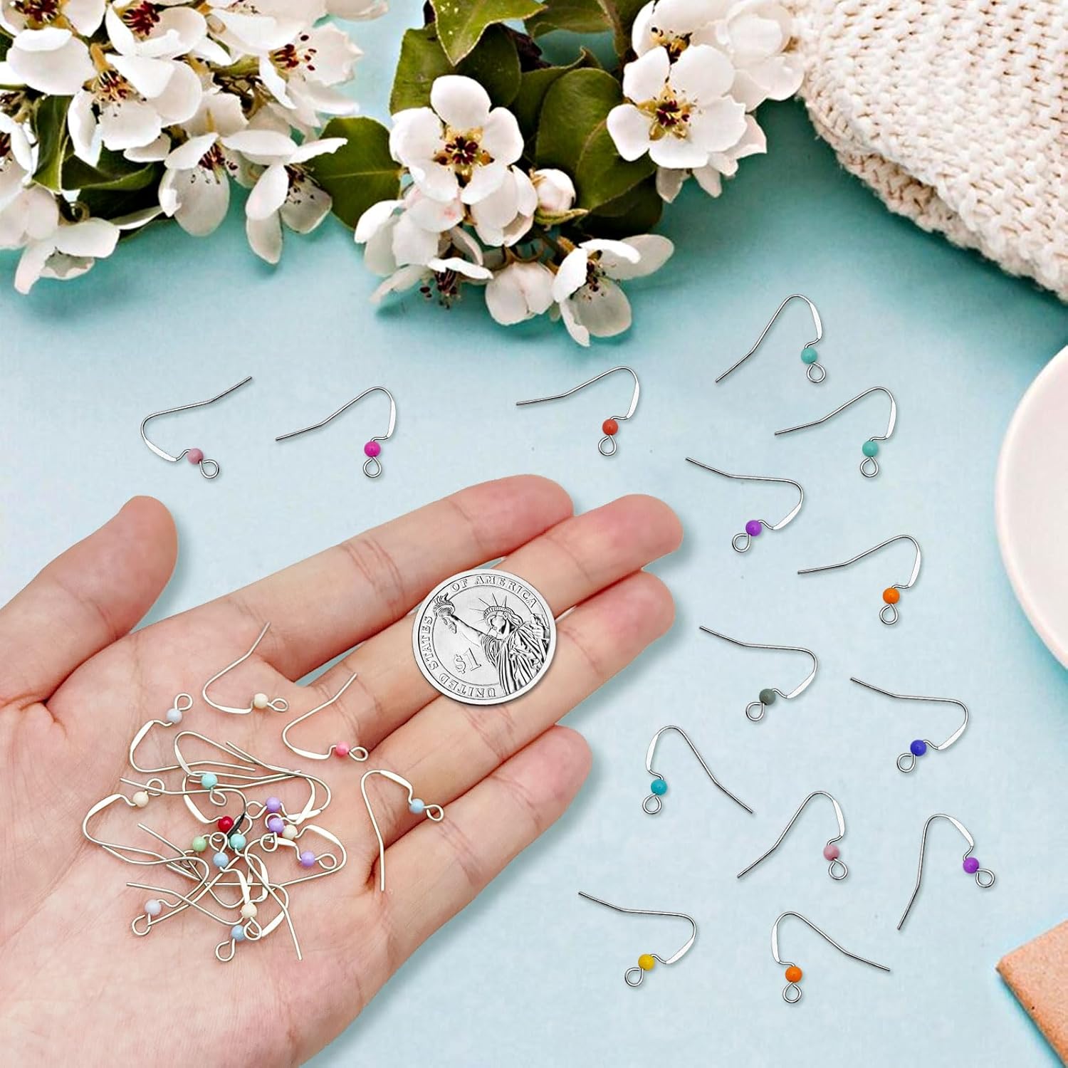 100PCS Earring Hooks for Jewelry Making Hypoallergenic Fish Hook Earrings Bulk Stainless Steel Ear Wires Fish Hooks French Silver Earring Findings for Jewelry Making DIY Craft - Image 3