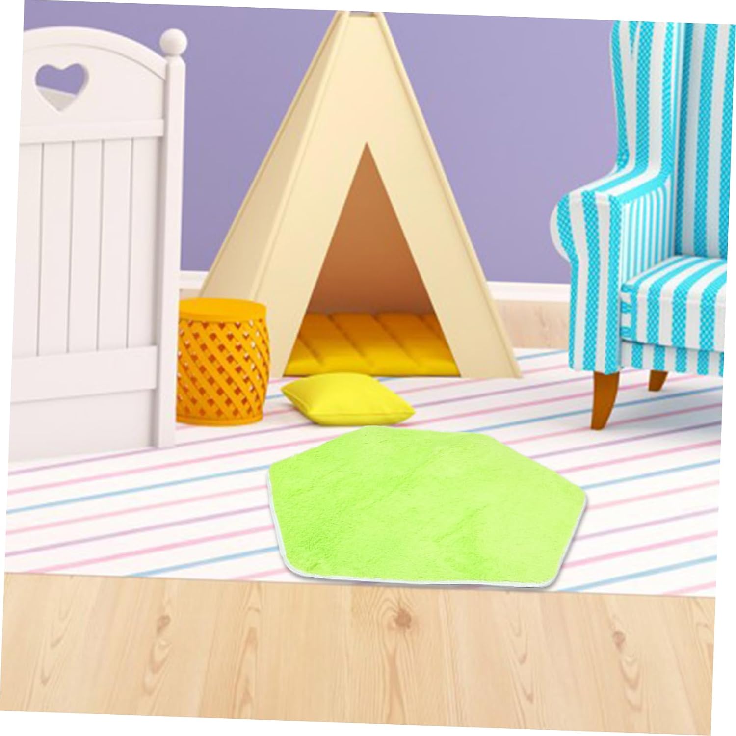 Kisangel Hexagon Princess Play Mat for Kids Soft Velvet Infant Crawling Rug Non-Slip Baby Play Area Carpet for Playroom and Nursery