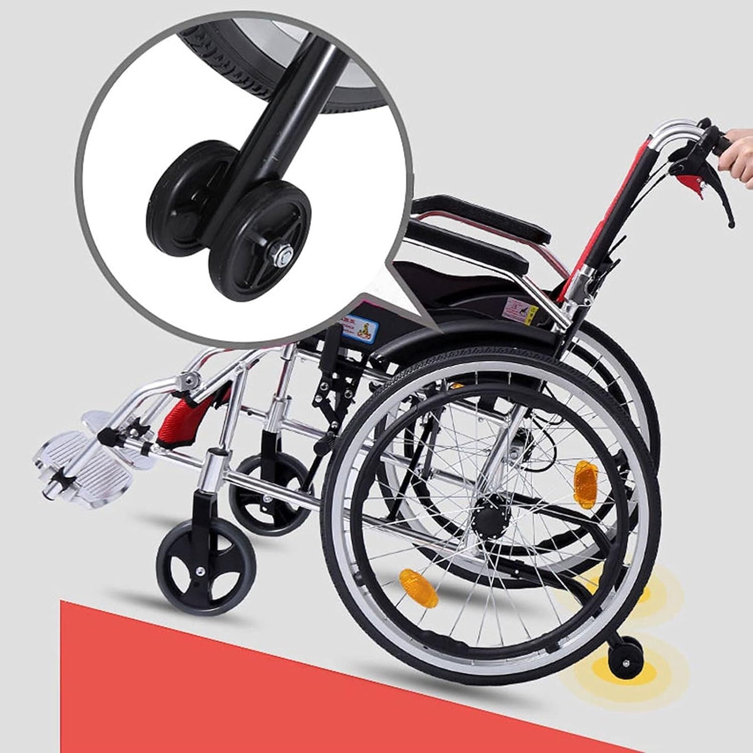 Silla de Ruedas Manual Ligera con Pedal Telescópico Plegable Silla de Ruedas Manual Ligera Plegable